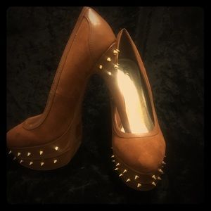 Brown STUDDED High HEELs